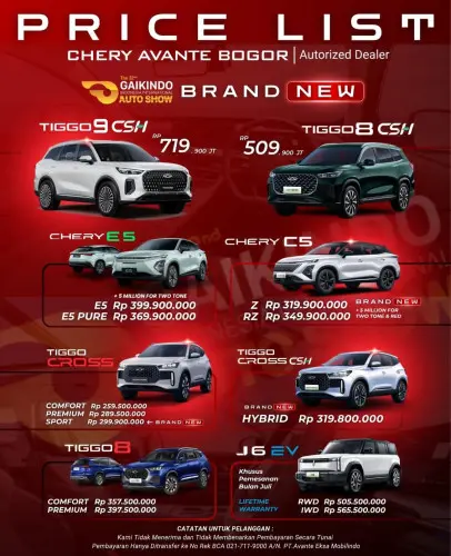 Pricelist Harga Chery salemba 2025